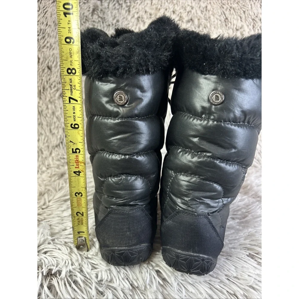 The North Face Sz 6 Nuptse Boots Black Goose Down Faux Fur Winter Snow Grip Puff